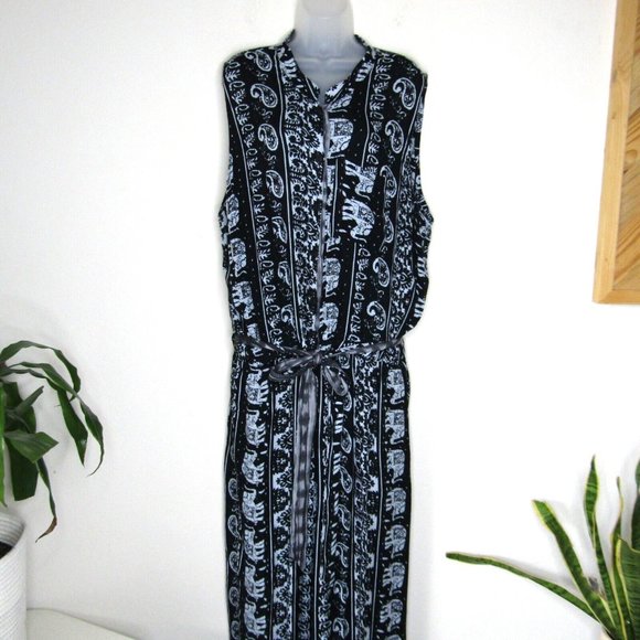 Soft Surroundings Mirabelle Animal Jumpsuit Blue Paisley Sleeveless Size 2X - Picture 2 of 11